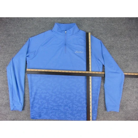 Sea Island Quarter Zip Pullover Mens Med Blue Camo Peter Millar Golf Sporty - Picture 4 of 10